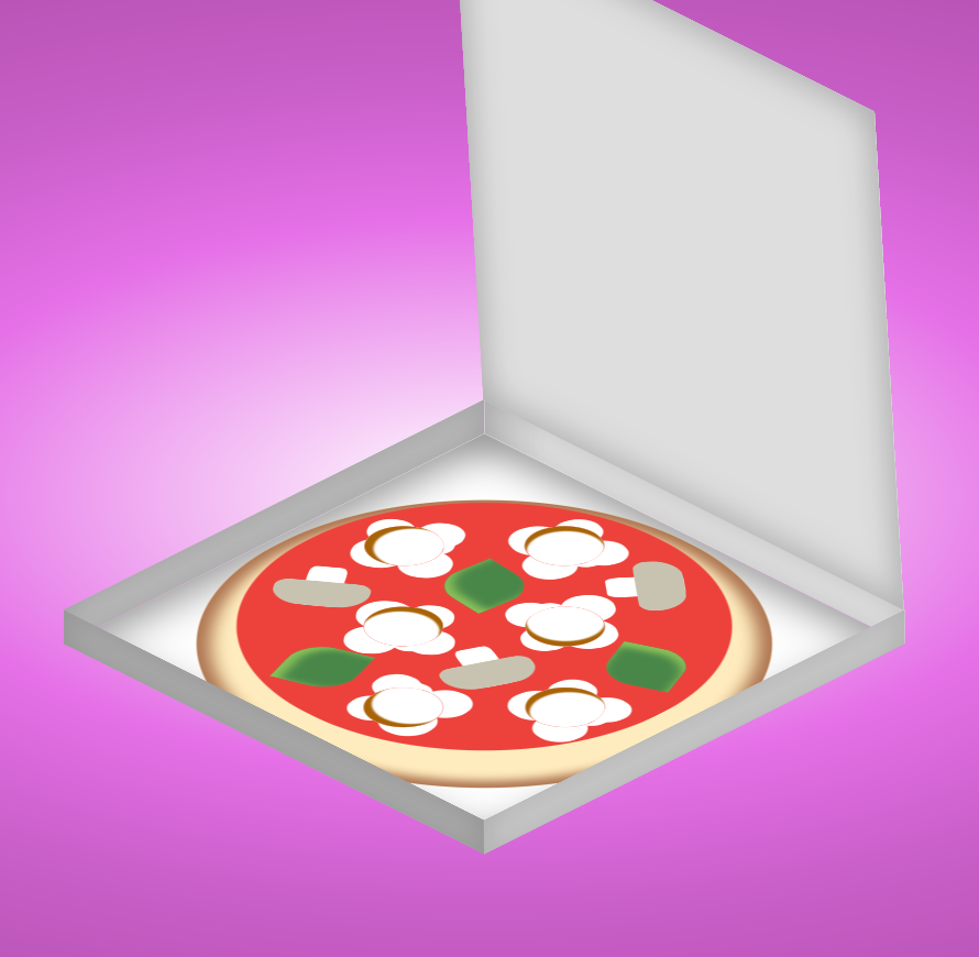 Project Thumbnail: A 3D-rendered margherita pizza in a pizza box.