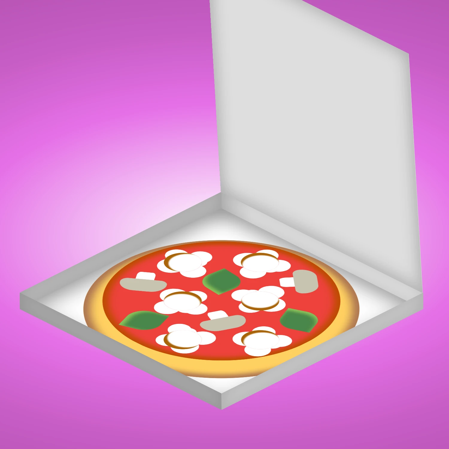 Project Thumbnail: A 3D-rendered margherita pizza in a pizza box.